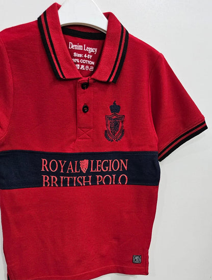 Boys cotton pique fabric polo shirts Red colour