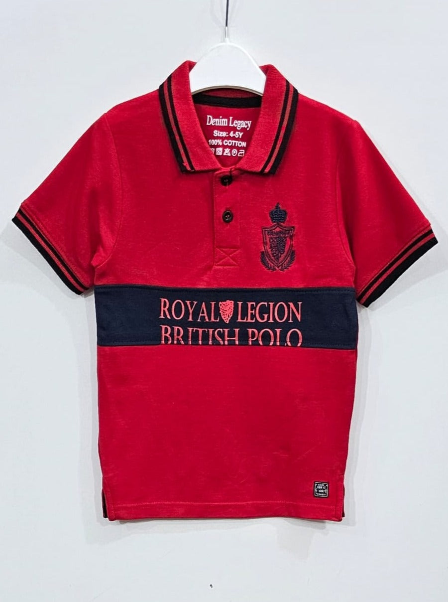 Boys cotton pique fabric polo shirts Red colour