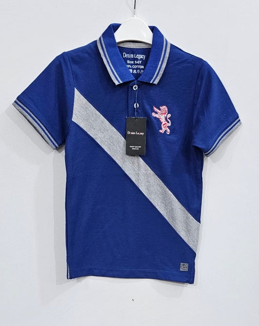 Boys cotton pique fabric polo shirts Royal blue colour