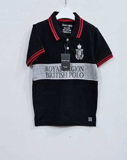 Boys cotton pique fabric polo shirts Black colour