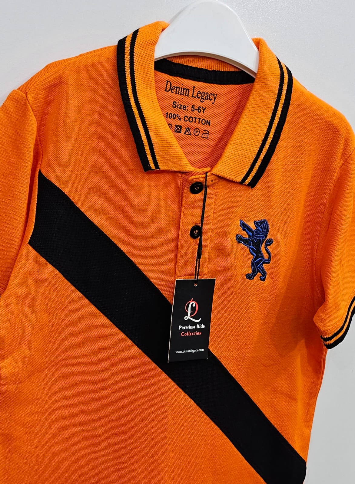 Boys cotton pique fabric polo shirts Orange colour