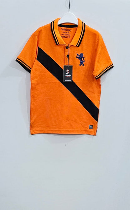 Boys cotton pique fabric polo shirts Orange colour