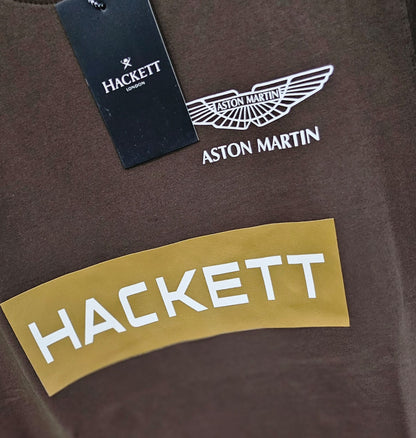 Mens Branded T-shirts Hacket Chocolate Brown