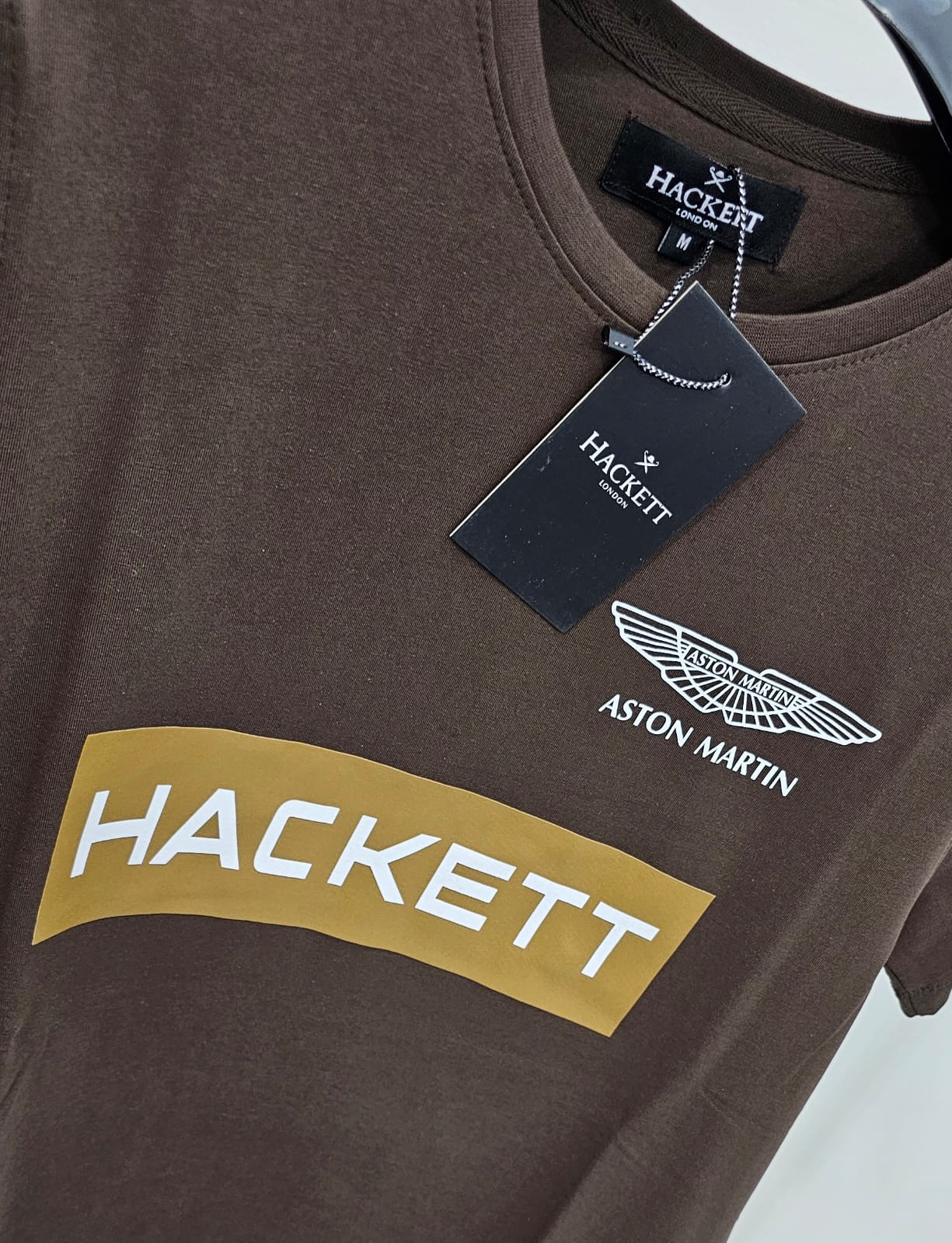 Mens Branded T-shirts Hacket Chocolate Brown