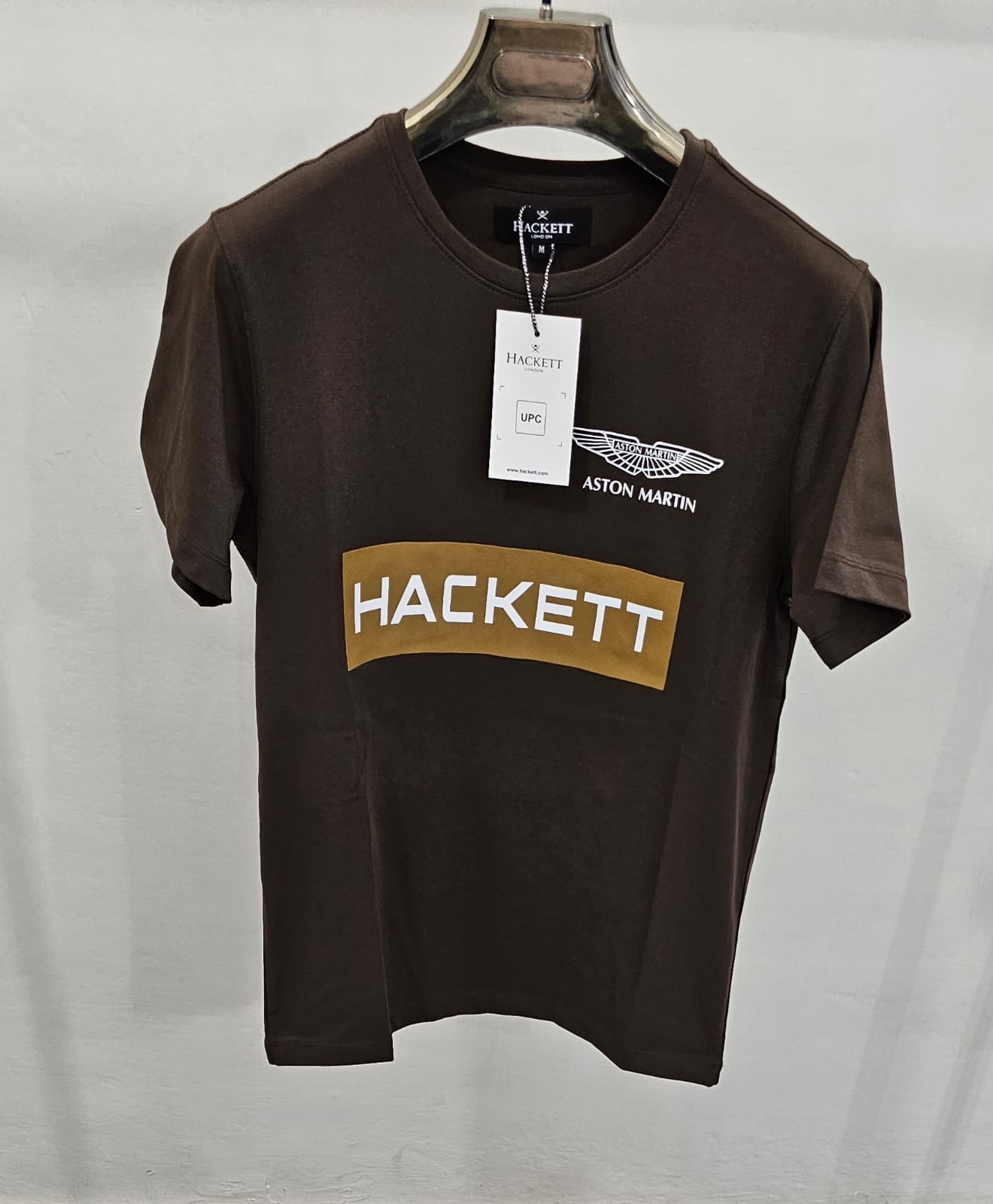 Mens Branded T-shirts Hacket Chocolate Brown