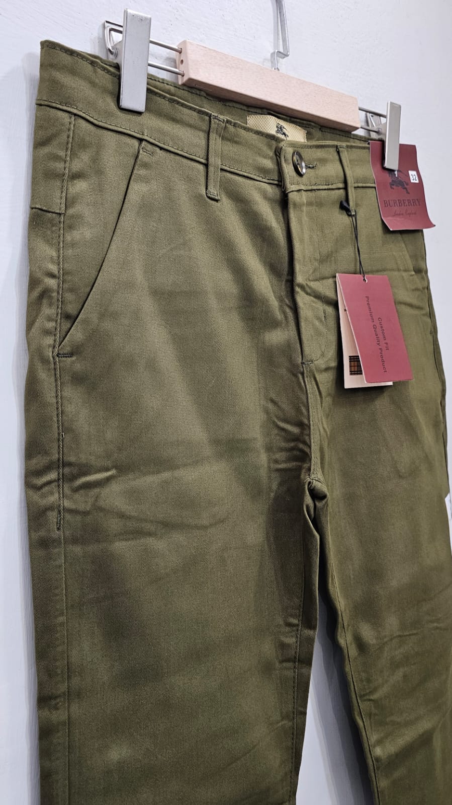 Men Cotton Jeans Olive Green