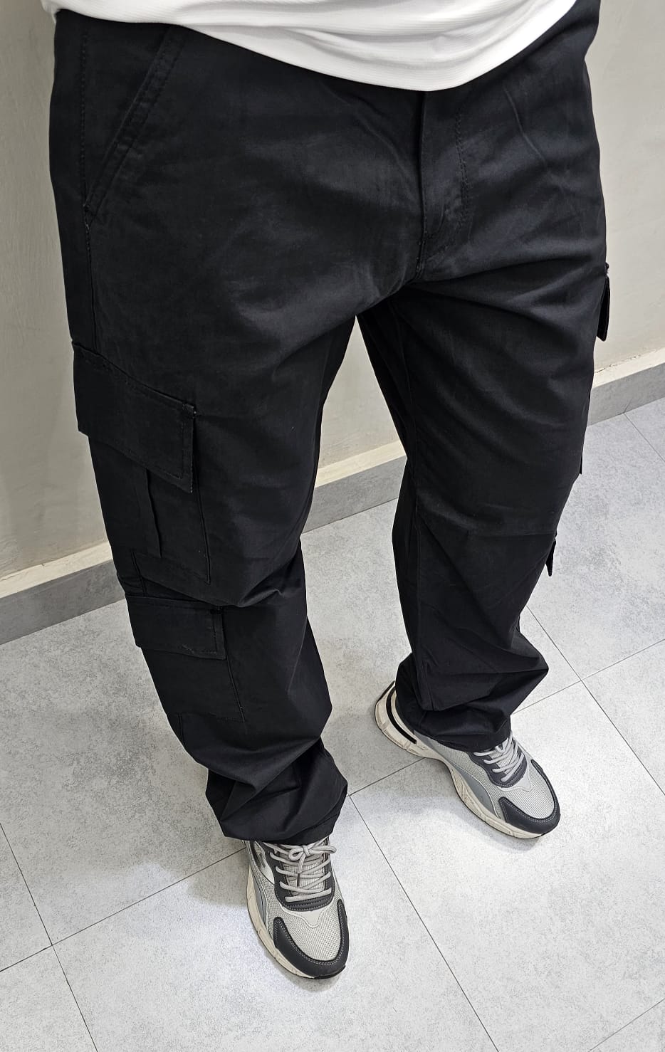 Black Cotton Cargo 8 Pockets