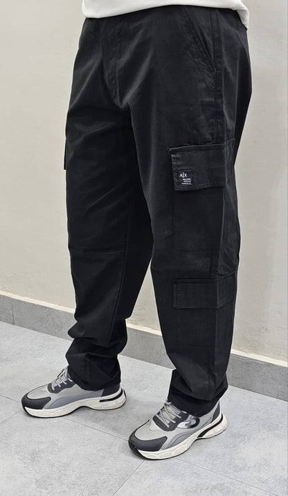 Black Cotton Cargo 8 Pockets