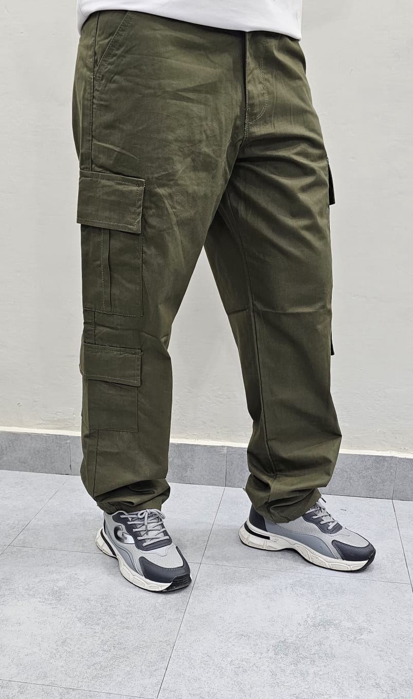 Olive Green Cotton Cargo 8 Pockets