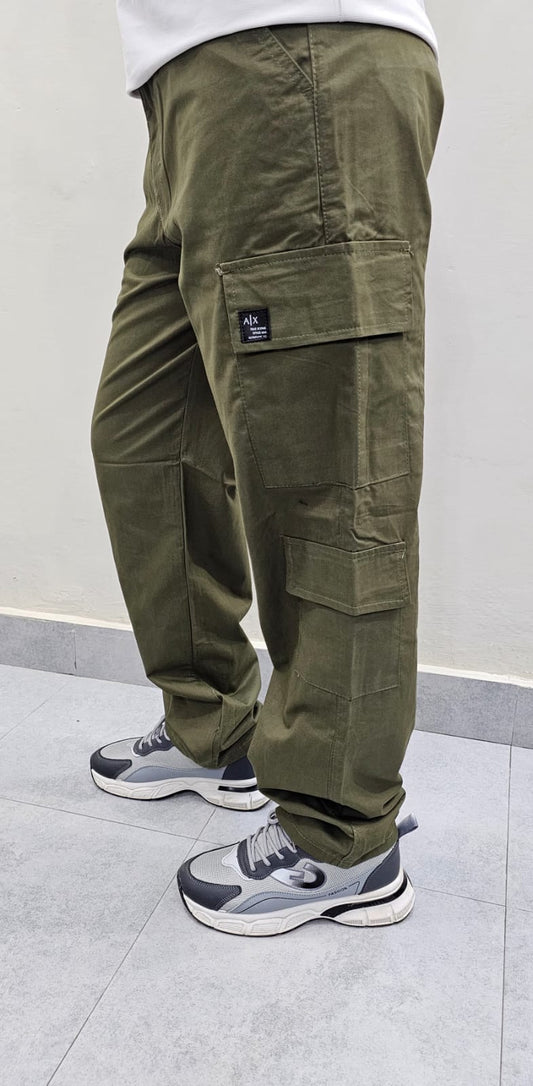 Olive Green Cotton Cargo 8 Pockets