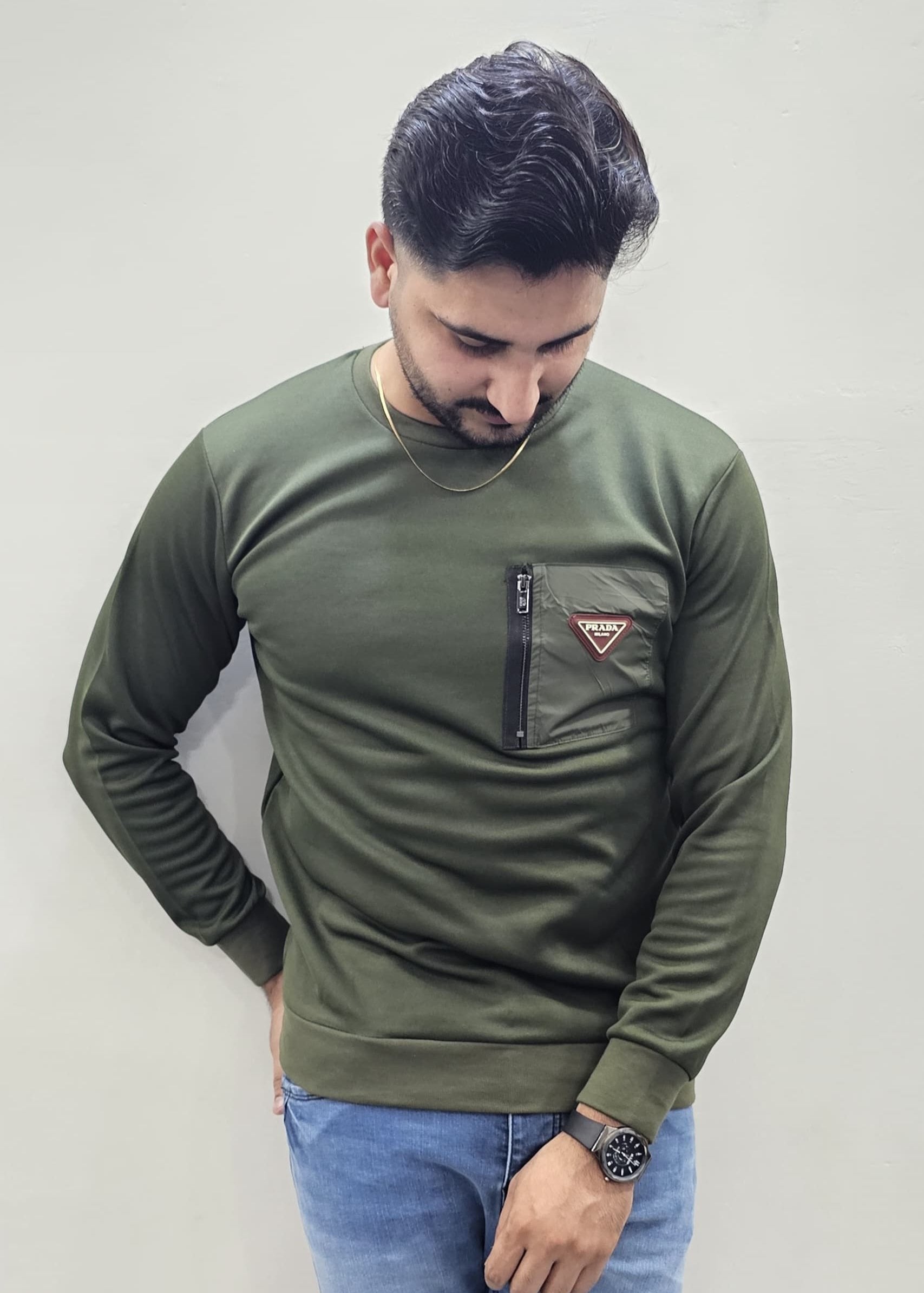 Olive Green Men's Premium Sweatshirts