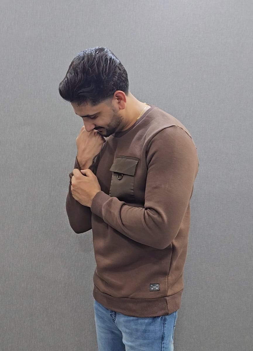 Chocolate Brown Men's Premium Sweatshirts Cotton Fleece fabric