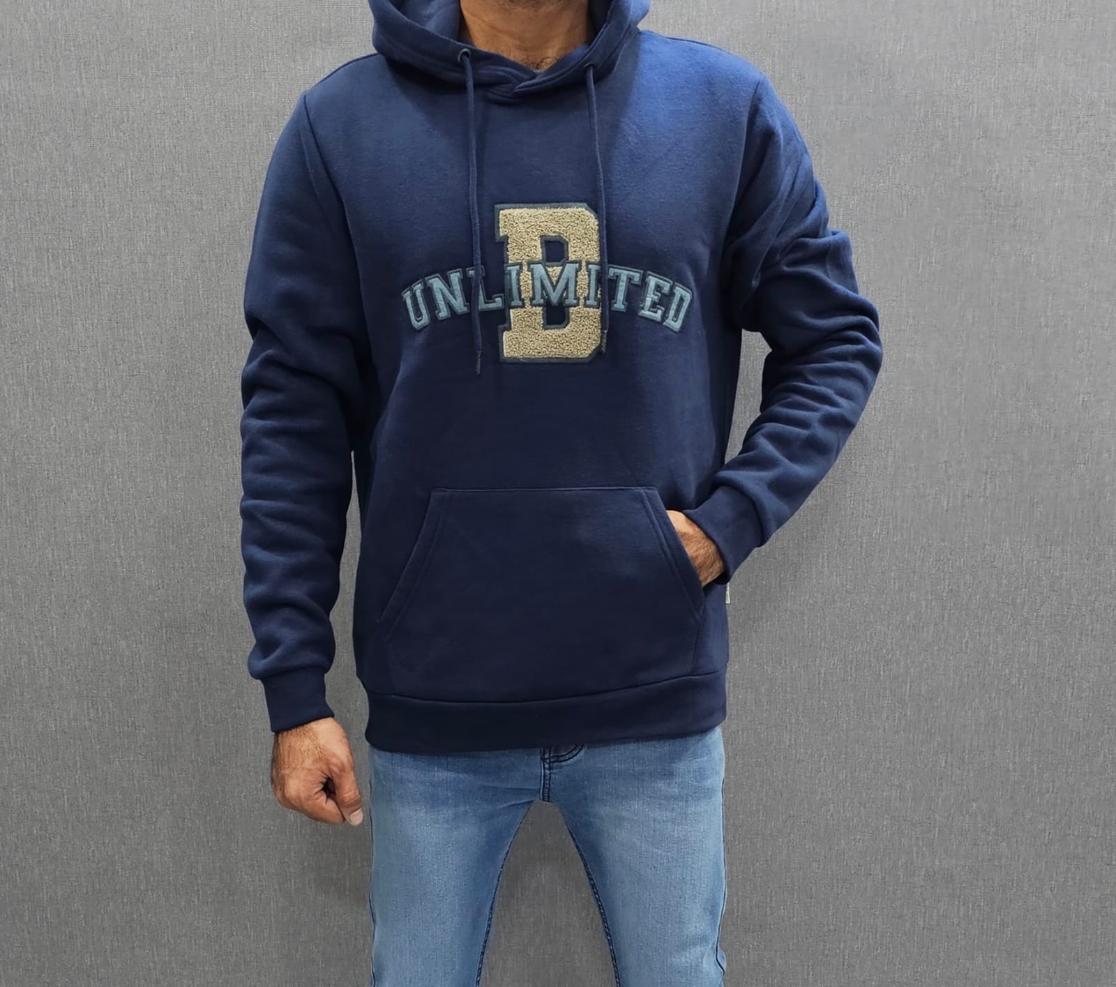 Navy Blue Men's Premium Hoodies Soft Fleece cotton fabric