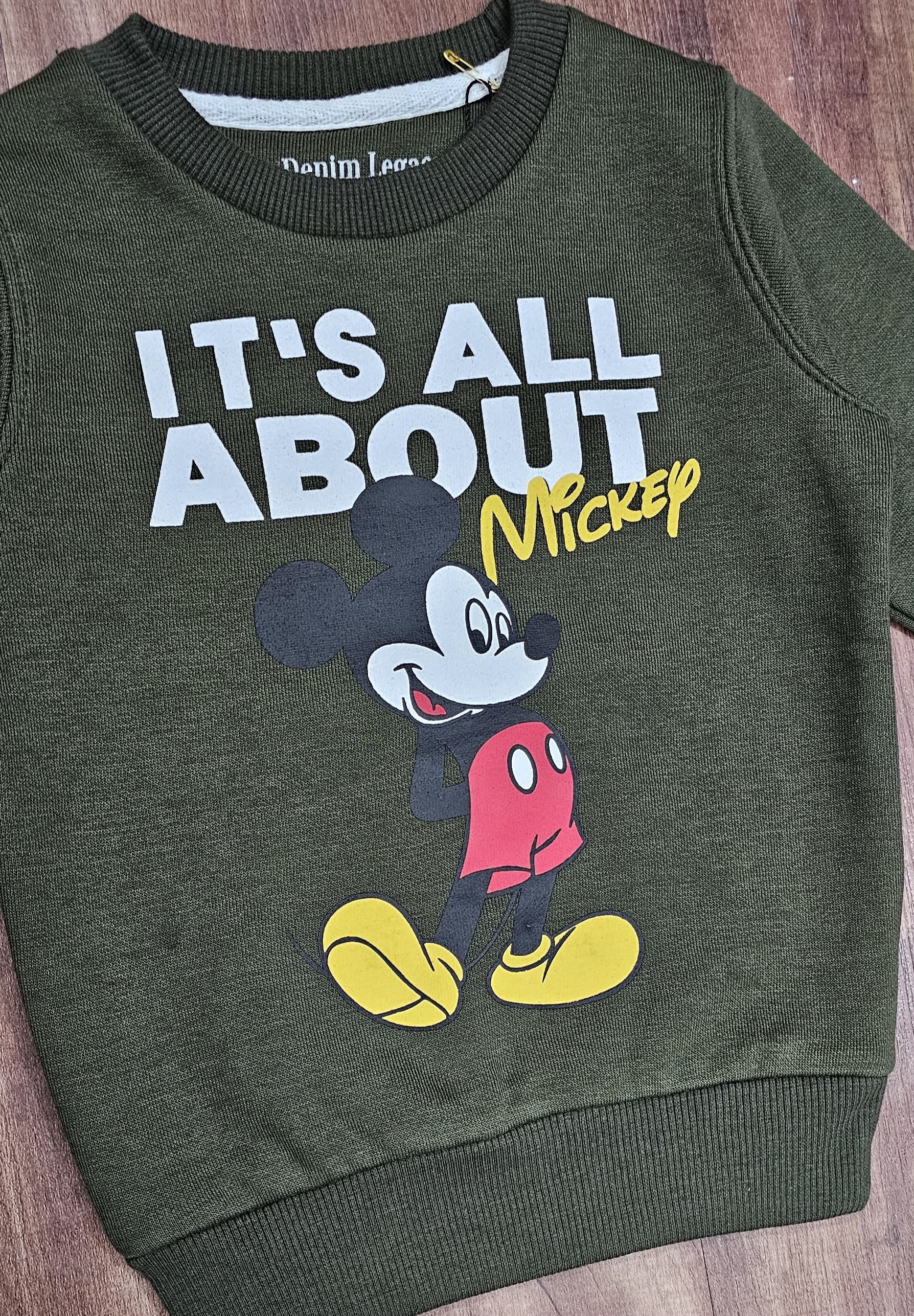 Dark Green Mikkie boys Sweatshirt Cotton Fleece Fabric