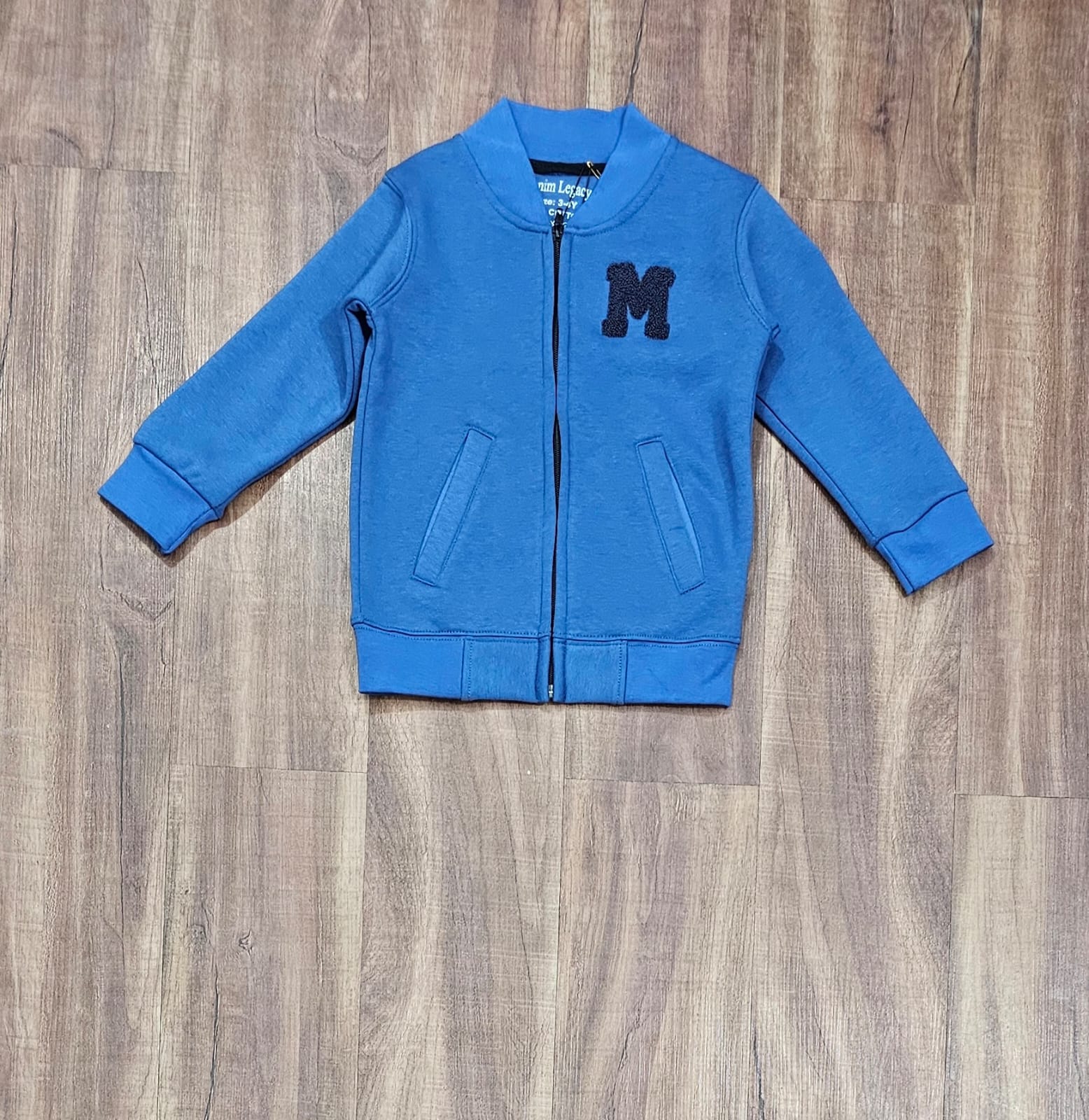 Blue Boys Zipper in Cotton Fleece Fabric