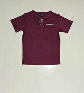 Boys Fashion T-shirts Half sleeves front pocket in Cotton Jersey Fabric Maroon-2