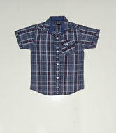 Dark Grey & red check Boys Half Sleeve Casual Shirts
