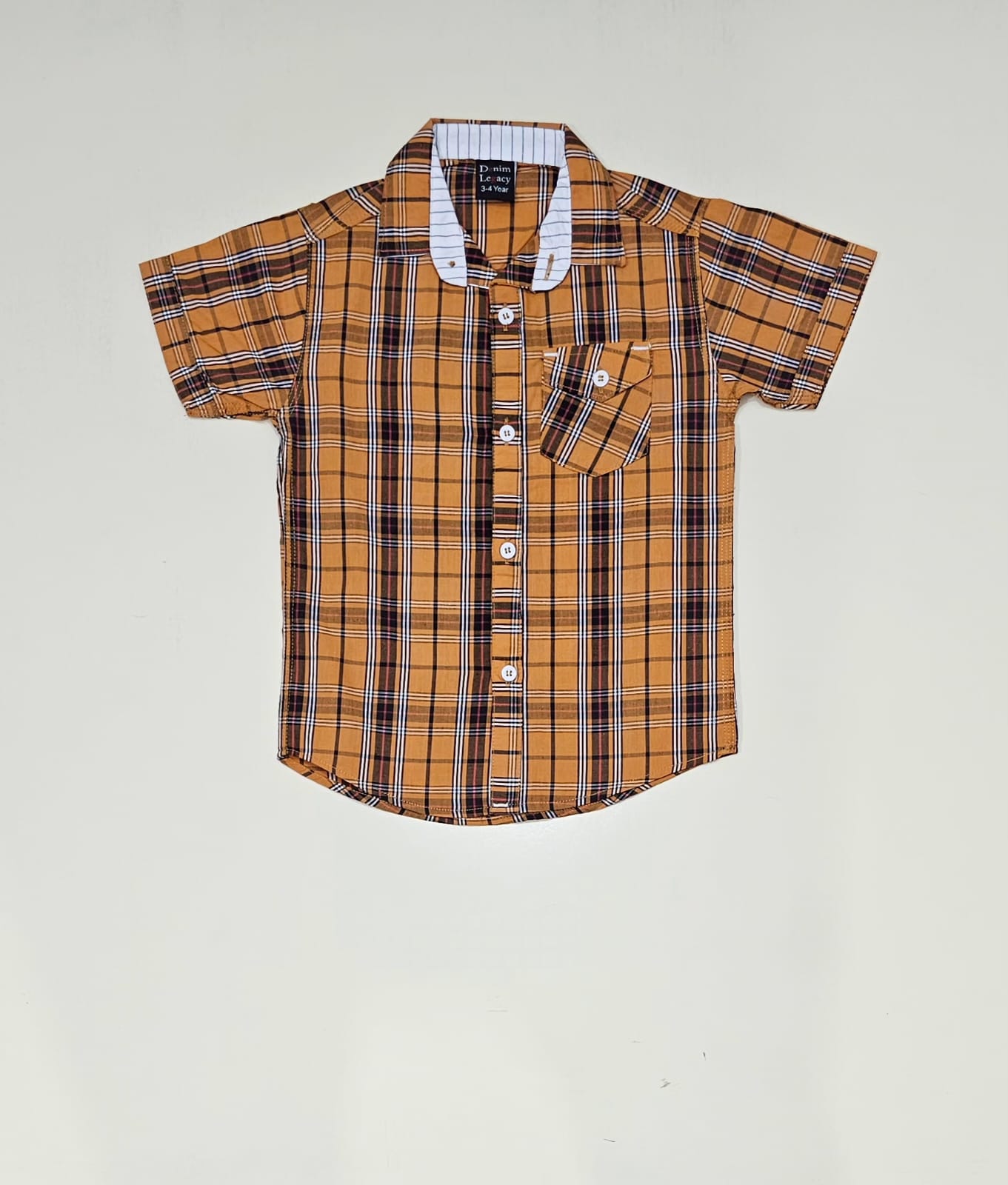 Camel & Black check Boys Half Sleeve Casual Shirts