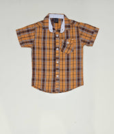 Camel & Black check Boys Half Sleeve Casual Shirts