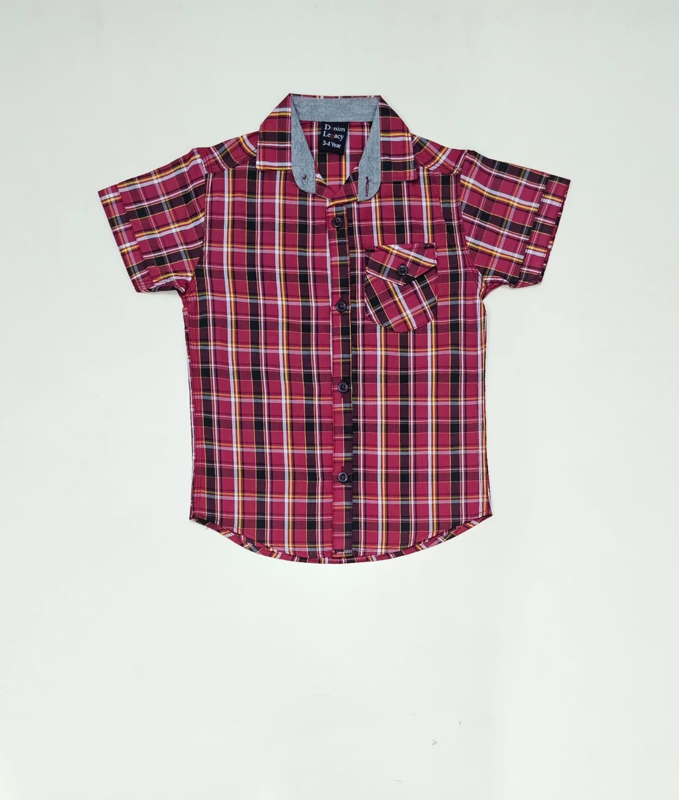 Red & Black check Boys Half Sleeve Casual Shirts