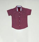 Maroon & White print Boys Half Sleeve Casual Shirts