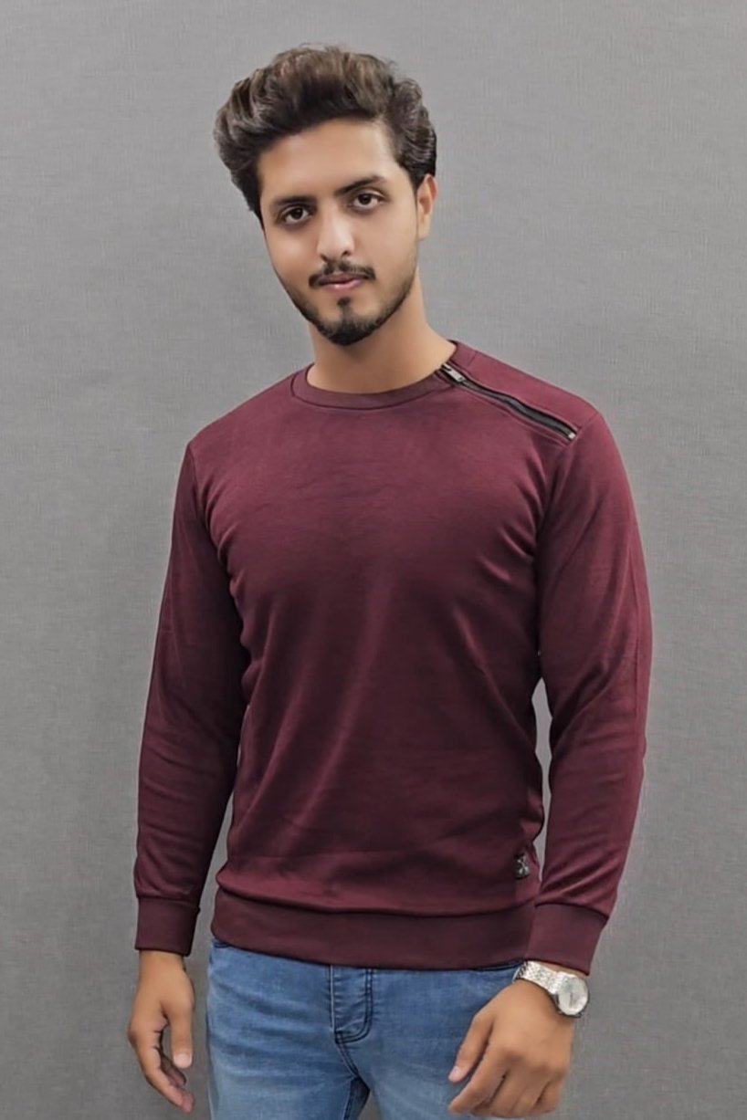 Maroon Men's Premium Sweatshirts Interlock Cotton Fabric