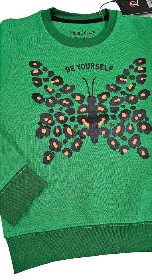 Green Butterfly Girls Sweatshirt