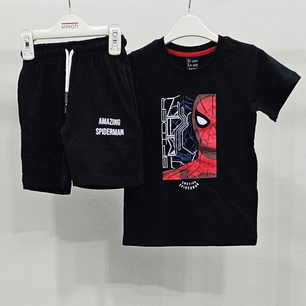 Black Spiderman Boys Suit with Shorts - Club De Apparel