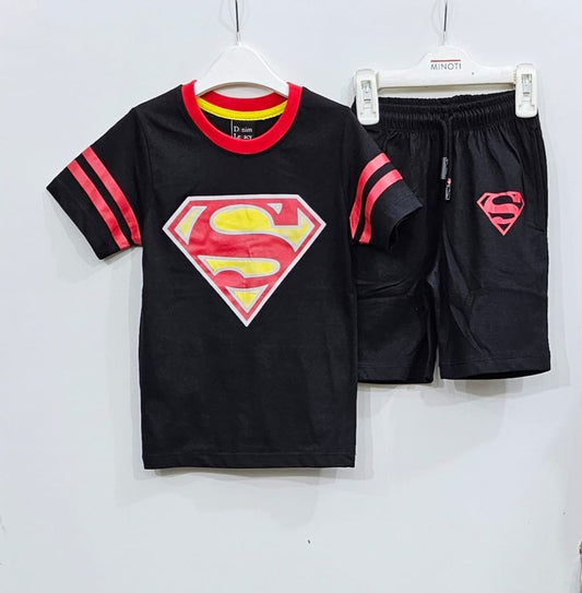 Black Superman Boys Suit with Shorts - Club De Apparel