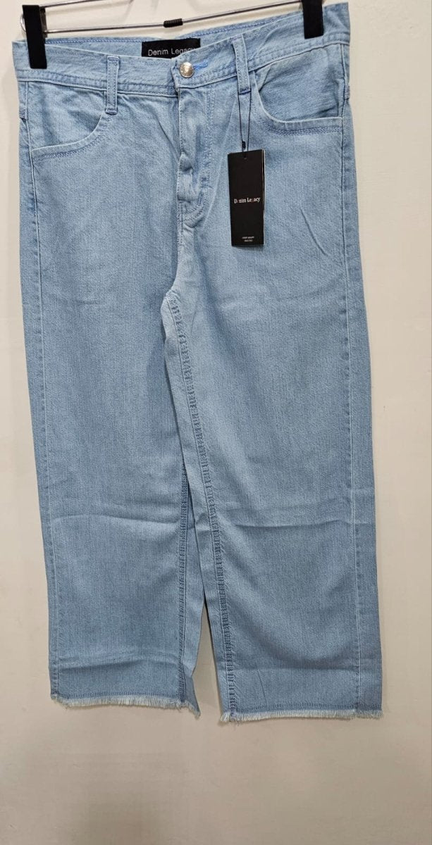 Bleach Blue Wide Leg Ladies Jeans - Club De Apparel