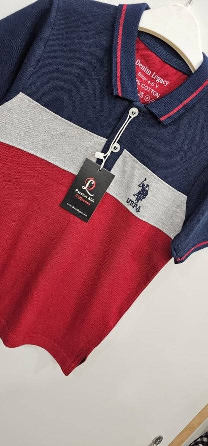 Blue and Red Boys Polo shirt - Club De Apparel