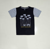 Boys Fashion T-shirts cotton jersey Black with contrast grey arms.