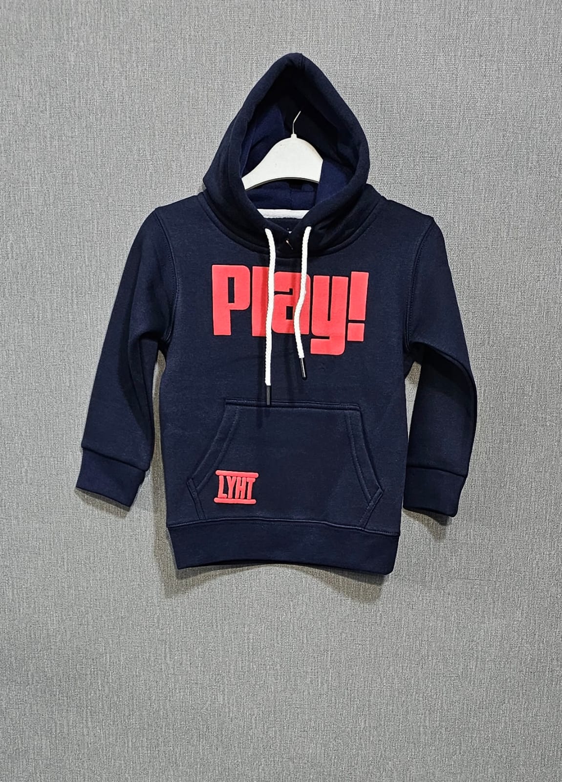 Navy Blue Boys Winter hoodies Cotton fleece fabric