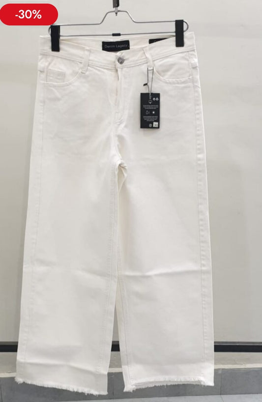 White Wide Leg Ladies Jeans